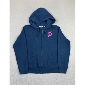 Peloton Hoodie Sweatshirt Womens Large Blue Full Zip Be Good To Yourself Fleece